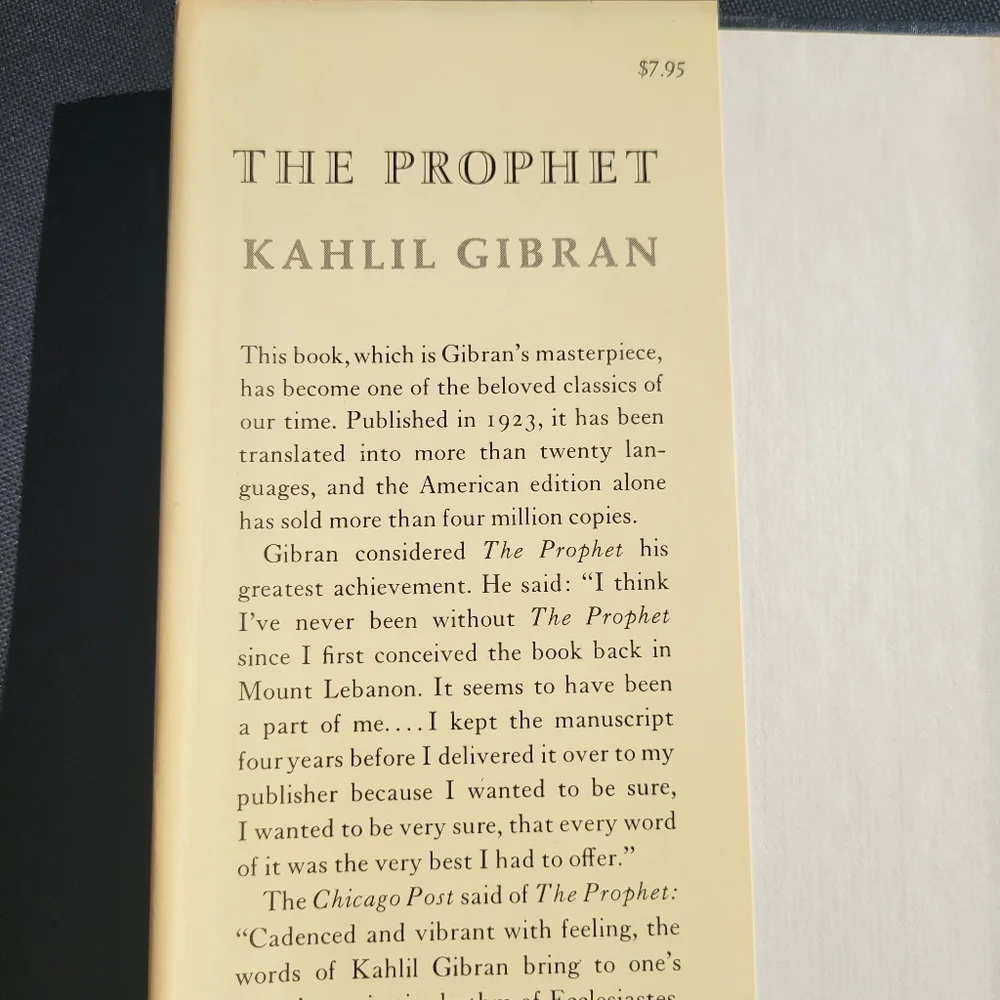 The Prophet by Kahlil Gibran Hardcover Book 1982 Edition ~ GUC